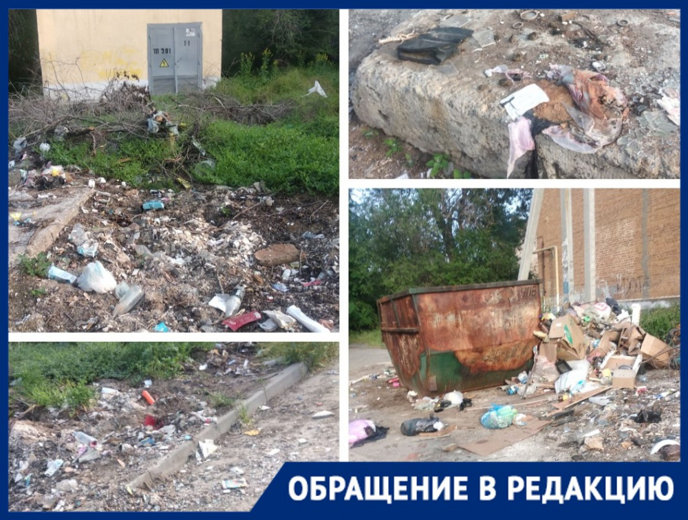 Квартал с детсадом и центром «Орлёнок» погряз в мусорных отложениях в Волгограде