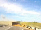 Грузовик с песком перевернулся на трассе в Волгоградской области: видео