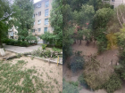 Ураган переломал деревья и забор садика в Волгограде 