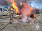 Полыхающую «Приору» тушили в Волгограде 