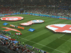 Заполненный тысячами английских и тунисских  болельщиков стадион "Волгоград Арена" сняли на видео