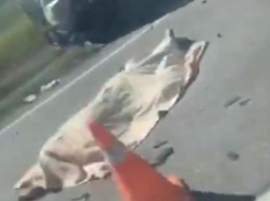 Последствия смертельного ДТП с КамАЗом и легковушкой в Волгоградской области сняли на видео