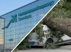 Страшный шторм буйствует в Волгограде: машины всмятку, рейсы задержаны, деревья вырваны