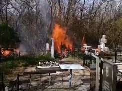 Кладбище загорелось в Дзержинском районе Волгограда: видео