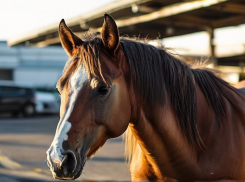 Лошадь на парковке заметили в ЖК «Комарово» в Волгограде