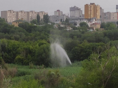 Водяной столб высотой с дерево сняли на видео в центре Волгограда