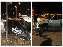  Очевидцы сообщают о сильном столкновении двух иномарок на вечерней дороге в Волгограде