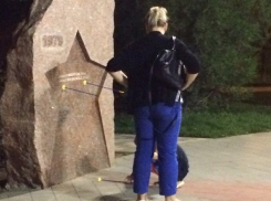 В Волгограде мамочка с маленьким ребенком расстреляли памятник воинам-афганцам