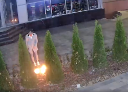 Поджигатели туй на самокате в центре Волгограда попали на видео