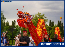 Три десятиметровых дракона прошествовали по центру Волгограда