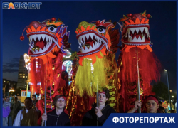 Драконы, борьба за лапшу и дискотека: китайский уголок запечатлели в центре Волгограда