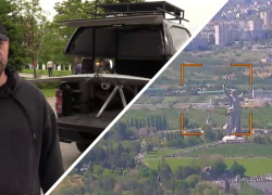 БПЛА Supercam снимал на видео центр Волгограда 9 Мая