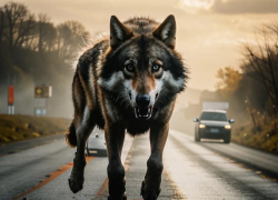 Волк покусал путешественников на обочине под Волгоградом