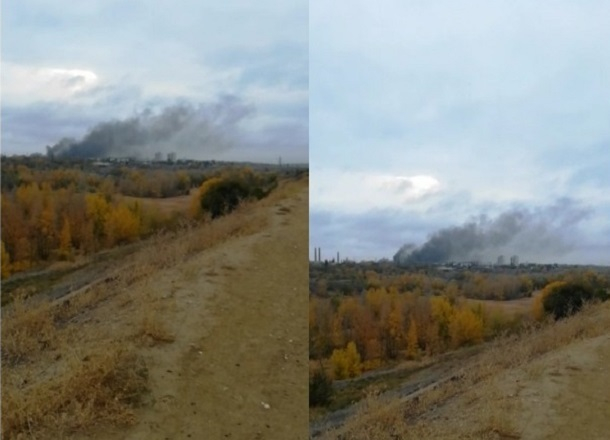Пожар на территории тракторного завода сняли на видео волгоградцы
