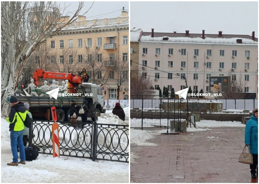 Открытый Путиным легендарный фонтан демонтировали в центре Волгограда