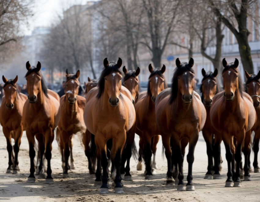 Табун лошадей заметили в популярном ЖК Волгограда 