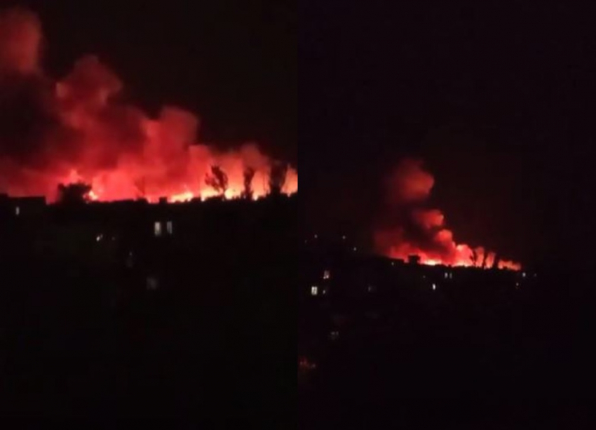 Пять часов полыхающий пожар на юге Волгограда засняли очевидцы