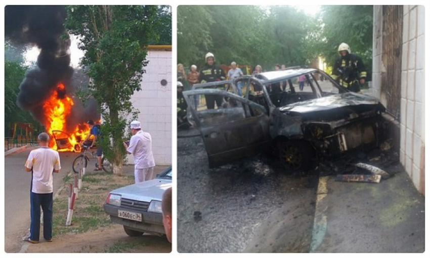 Авто загорелось рядом с газовой трубой и детской поликлиникой в Волгограде
