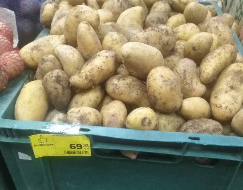 «Магнит» в Волгограде «желтыми» ценниками скрывает дорогую картошку