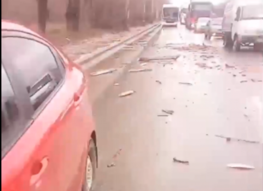 В Волгограде упавшая на дорогу ветка повредила иномарку и бензовоз