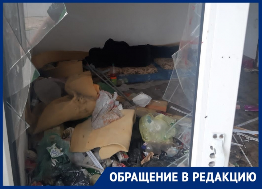 "Рядом костыли и лимонад, греется свечками": павильон с надписью «Хлеб» в Волгограде атаковал бездомный