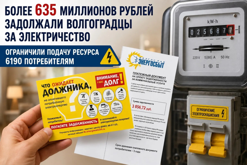 Более 635 миллионов рублей задолжали волгоградцы за электричество