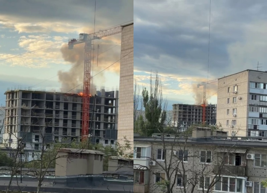 Строящийся ЖК загорелся в Волгограде — видео