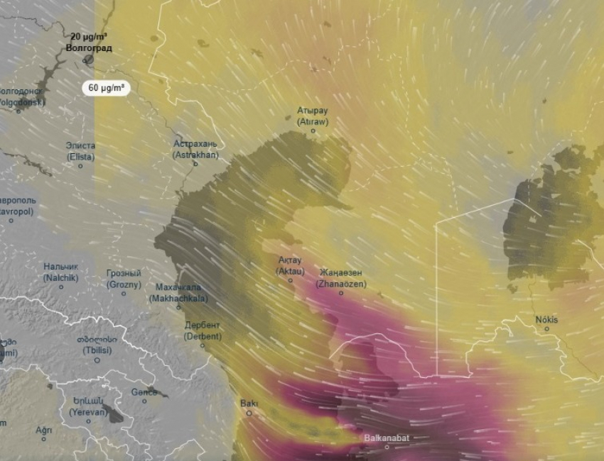 Туркменистанская пыльная буря накрыла Волгоград