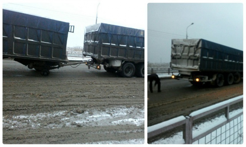 Фура потеряла колеса на дороге в Волгограде