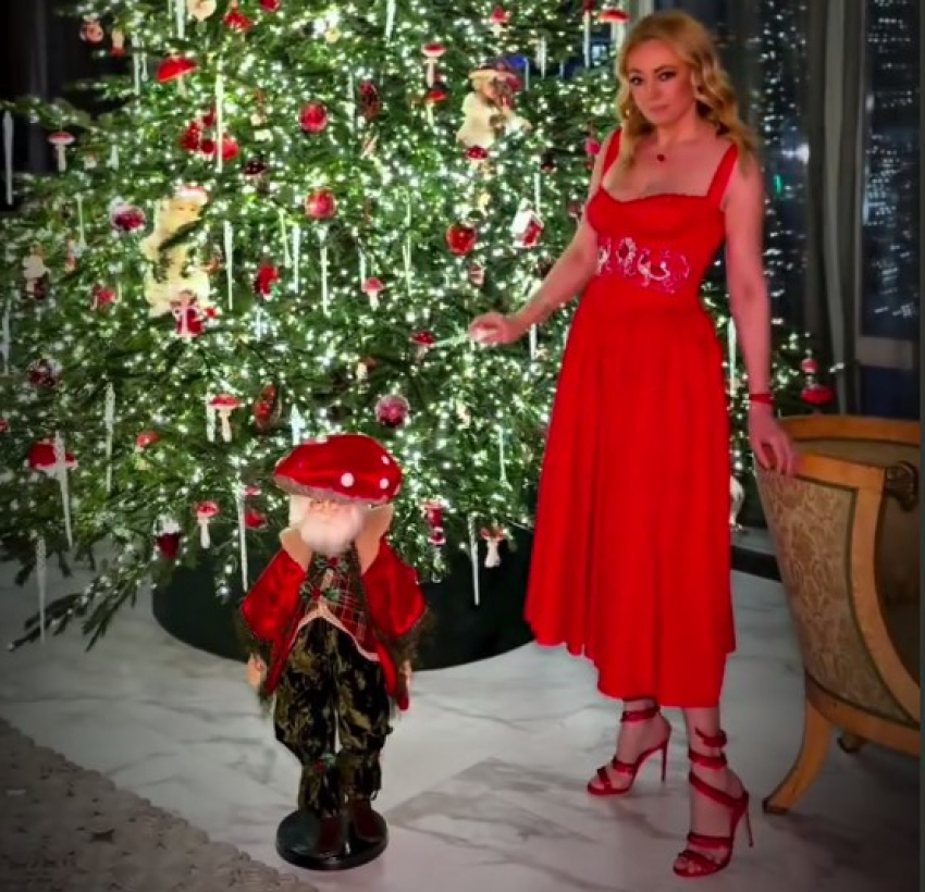 Главная гламурщица российской звездной тусовки нарядила елку мухоморами