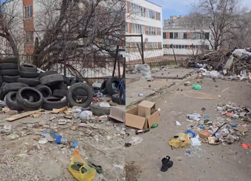 Шок-контент сняла на видео волгоградка: свалка из шин подступает к гимназии 