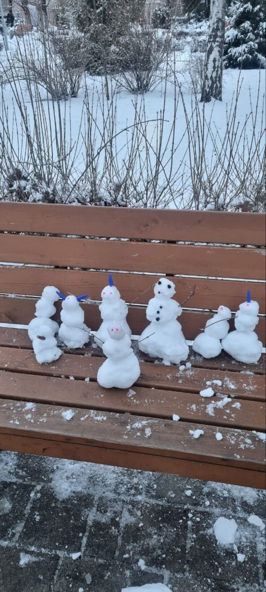 Семейство очаровательных снеговиков поселилось в сквере Волгограда