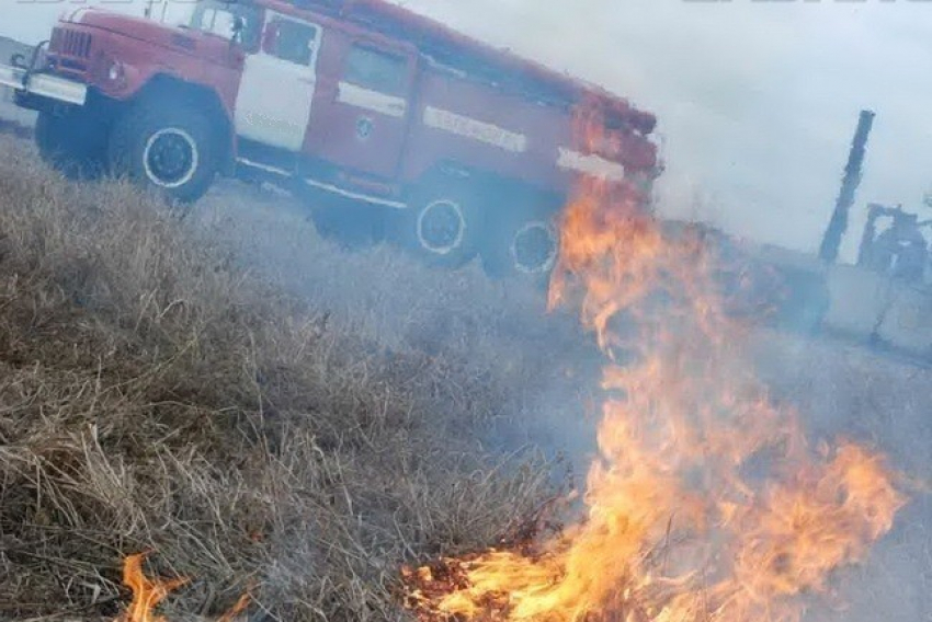 Во время пожара под угрозой оказалось детское футбольное поле в Волгограде