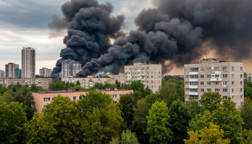 Столб черного дыма напугал жителей юга Волгограда 