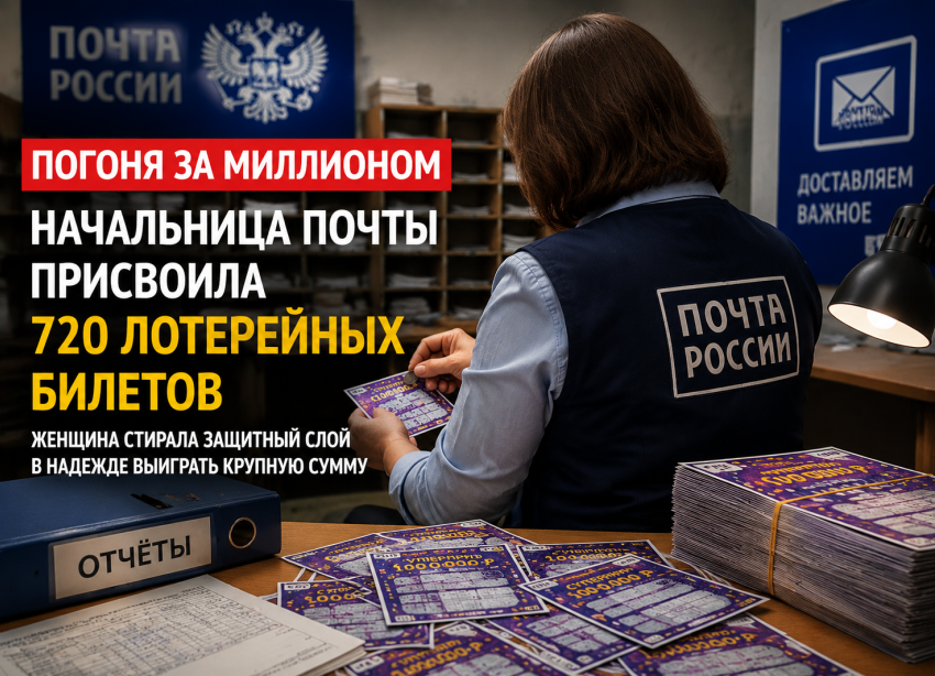 Начальница почты в Урюпинске украла 720 лотерейных билетов в надежде сорвать джекпот