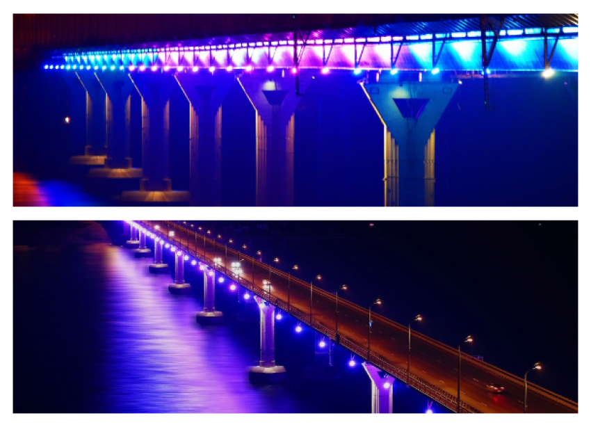 Особенная новогодняя подсветка украсит «Танцующий» и Астраханский мосты Волгограда