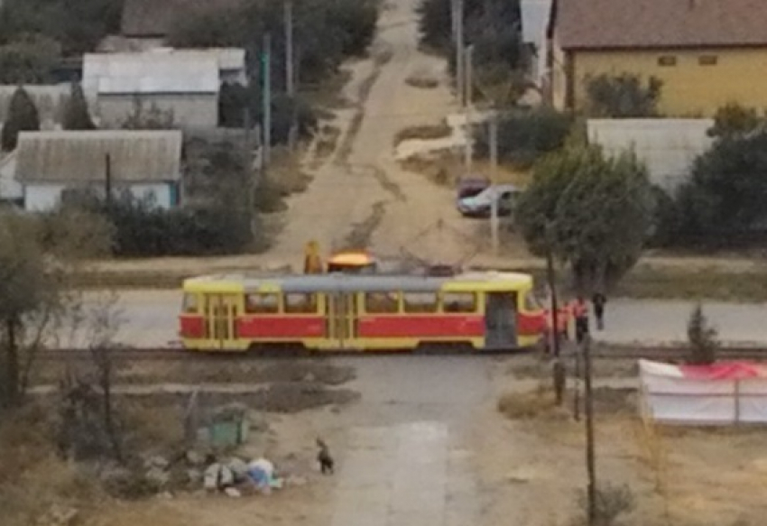 В Волгограде экскаватор протаранил трамвай