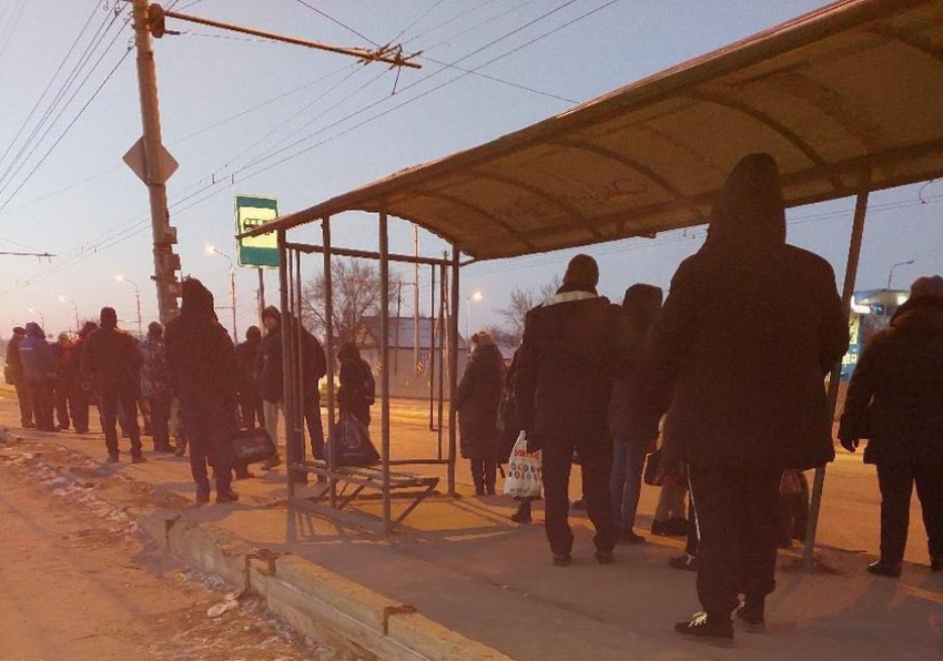 В Волгограде из-за отсутствия гортранспорта на остановках замерзают люди