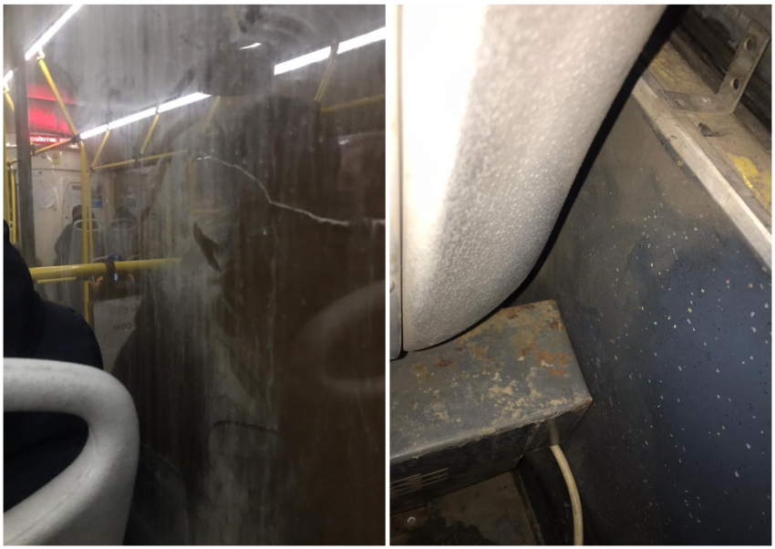 Свинское отношение: пассажирка волгоградского автобуса показала залитый грязью салон
