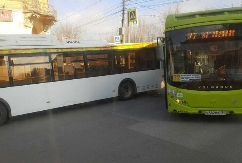 ﻿Автобусы «Питеравто» и ПАТП-7 столкнулись в центре Волгограда