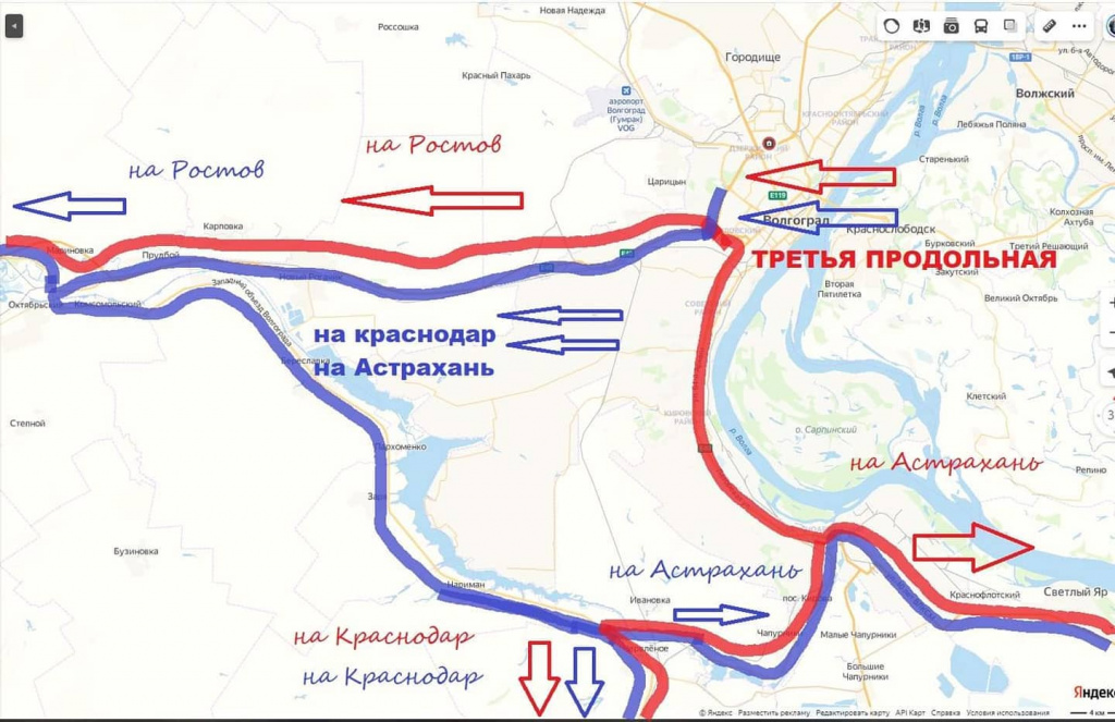 Третья продольная магистраль в волгограде карта