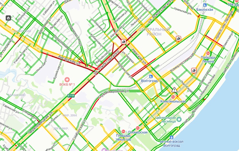 Волгоград пробки на дорогах сейчас карта